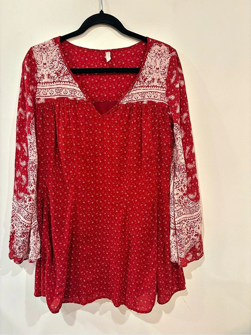 Free People Printed Mini Dress Red & White